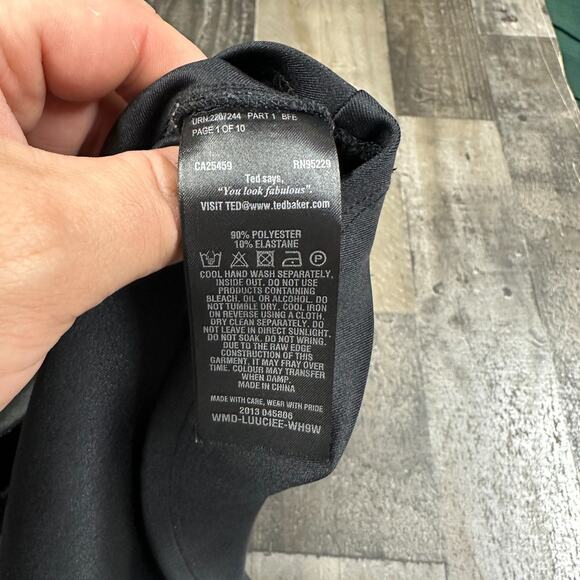 Ted Baker Black Cold Shoulder LBD w/ Ruffle Pockets and Sleeves, Size 0 - Picture 6 of 16